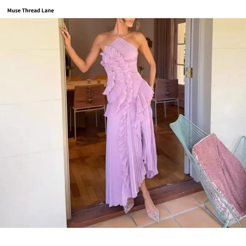 slim fit dress slacks Purple Coral Flow Dress main image 1