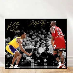 Michael Jordan Kobe Bryant Duel Poster, NBA Legends Basketball Wall Art Poster Print Paper Unframed