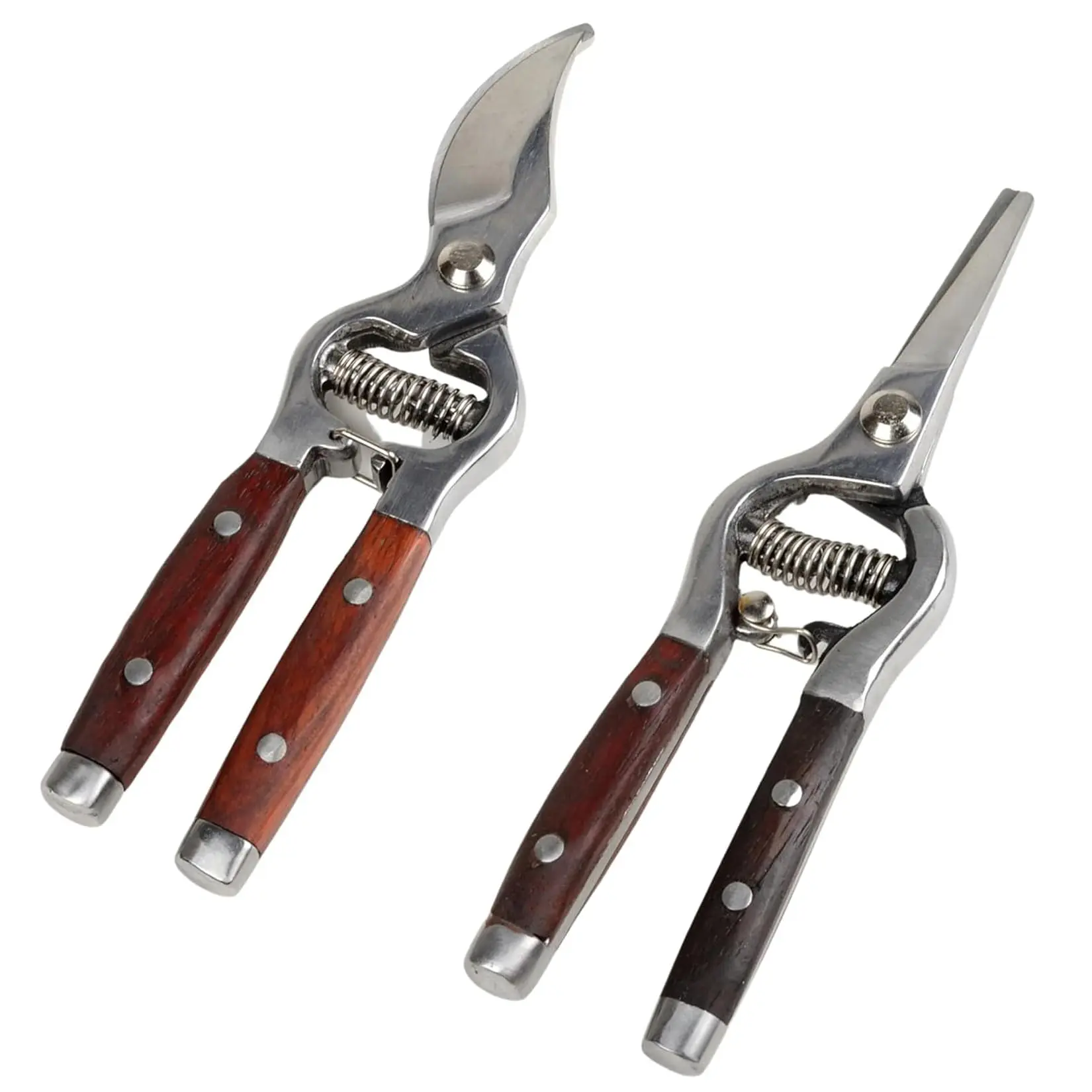 Garvee 2-Pack Wood & Steel Handle Bypass Pruning Shears for Gardening | Curved & Straight Garden Shears 8x20cm | Ultra Sharp Blades for Plants, Flowers & Light Branches | Essential Gardening Tools