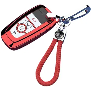 Ford Key Fob Cover Soft TPU Full Protection Case for F-150 2018-2024 Fusion Mustang Expedition Escape Edge Explorer Bronco Ranger Accessories 4 Buttons Black Silver Blue Red