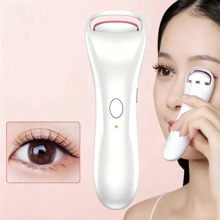Heated Eyelash Curler Two Heat Levels Constant Temperature Large window, 150° wide angle White Cosmetics Curling Beauty eyelash curler