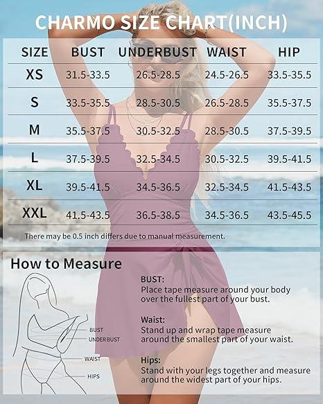 Charmo One Piece Swimdress Swimsuits for Women Tummy Control Swim Dress Tie Knot Skirt Swimming Bathing Suit Girls