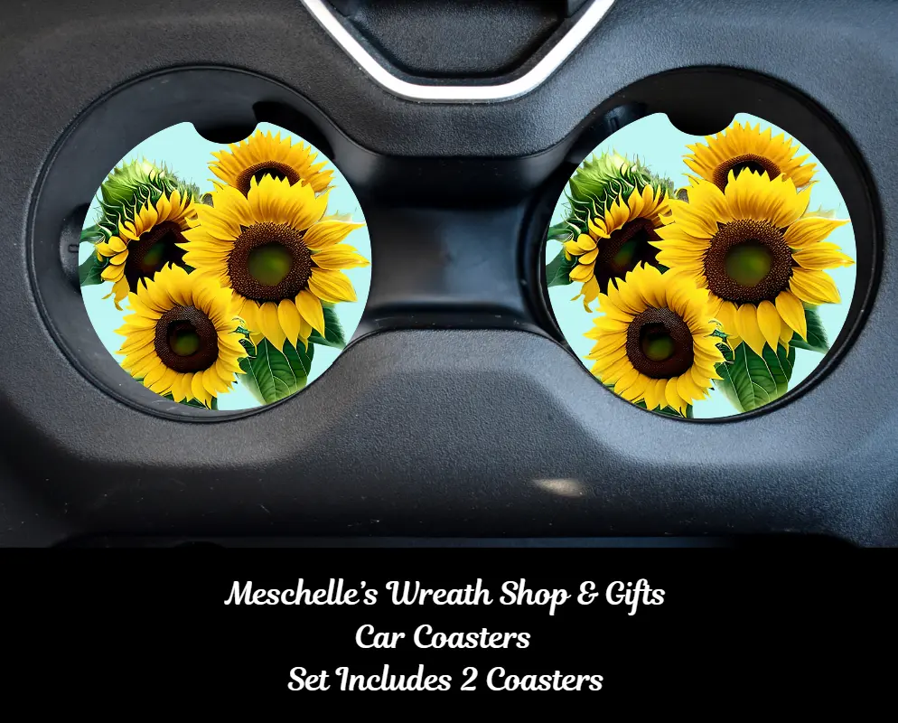 Sunflowers Car Coasters - Upgrade Your Car Interior with Stylish and Functional Car Coasters, Sunflower Pattern