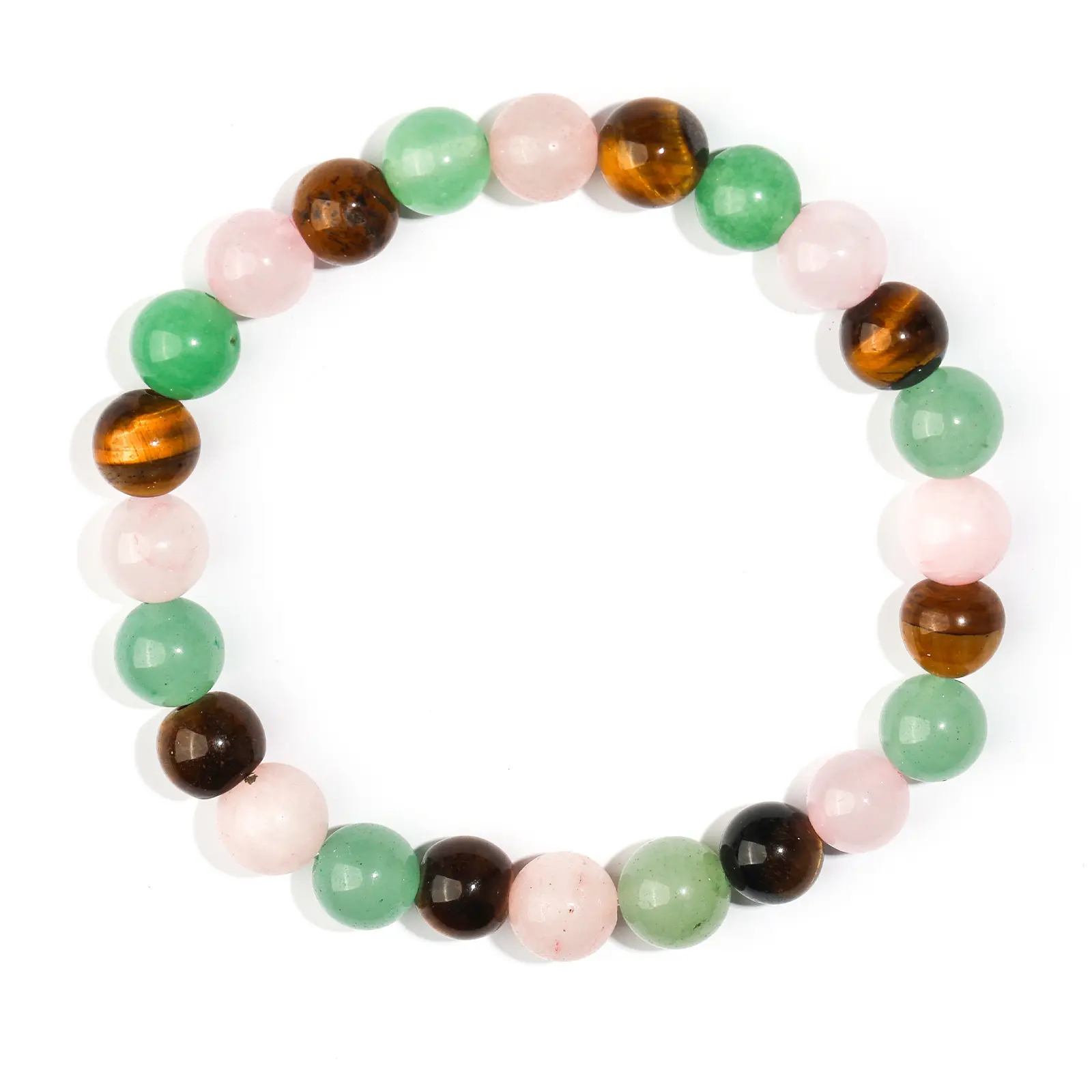 Pink Crystal+Tiger Eye+Green Dongling Br