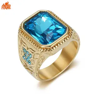 [FLAME] Men's Dragon Totem Square Ring - Business Style Stainless Steel Jewelry, Atmospheric Fashion Accessory for Professional Wear