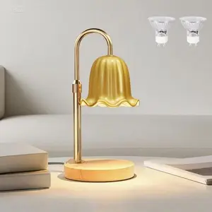 Vintage Gold Wax Melt Warmer Lamp - Adjustable Timer Flameless Candle Holder - Aesthetic Home Decor for Bedroom Living Room - Aromatic Essential Oil Diffuser - Reusable Safe Warmer for Women Fragrance Gift Glass Set Decorative Jar Light Metal shelf decor