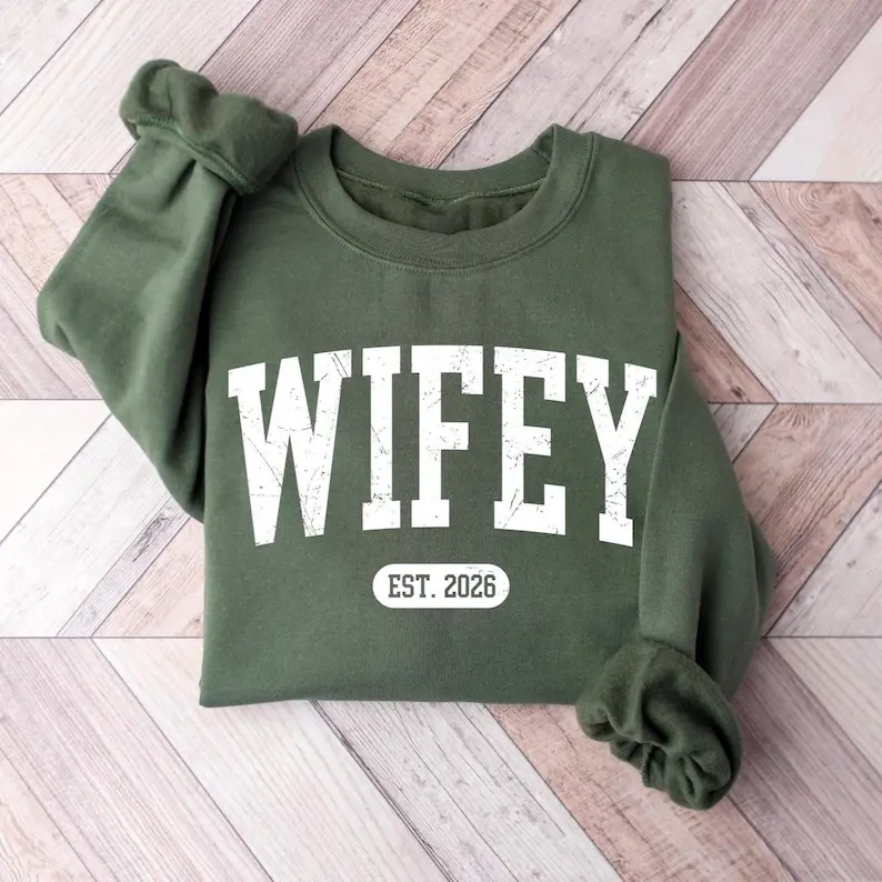 [Sale off up to 50%] Personalized Wifey Shirt, Bride Sweatshirt, Gift For Bride, Cute Wifey Sweatshirt, Future Mrs, Wife Sweatshirt, Engagement Gift Top Womenswear Streetwear Black