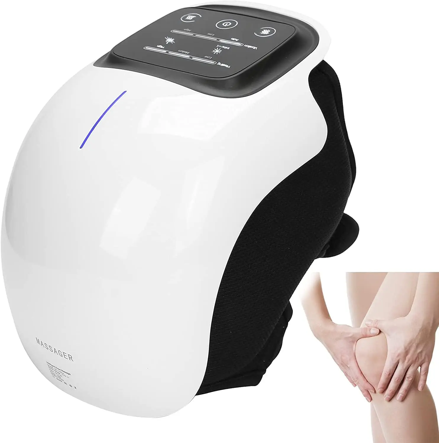 Knee Massager Cordless, Heat massager, Vibration, 3 Levels, LED Touch, Long Knee Straps, Portable, 18.9 in, Adjustable Brace, 10 Min Auto Off, Gift Relaxing, Vibrating, Knee Pain Tool