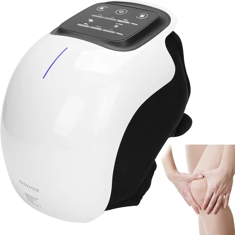Cordless Battery-Powered Vibrating Knee Massager with Heat - 3-Level Vibration, LED Touch Sensor, 18.9in Adjustable Polyester Straps, Portable Brace, 10-Min Auto Shut-Off, 1.83 lbs, Knee Pain Tool, Single Unit for Adults, Ideal Family Gift