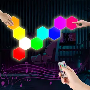 Smart RGB Hexagon LED Wall Light Panels with Remote Control, Modular DIY Lighting for Living Room, Bedroom and Gaming Setup, Color Changing Ambient Lights for Creative Decor, Relaxation and Unique Gift Ideas