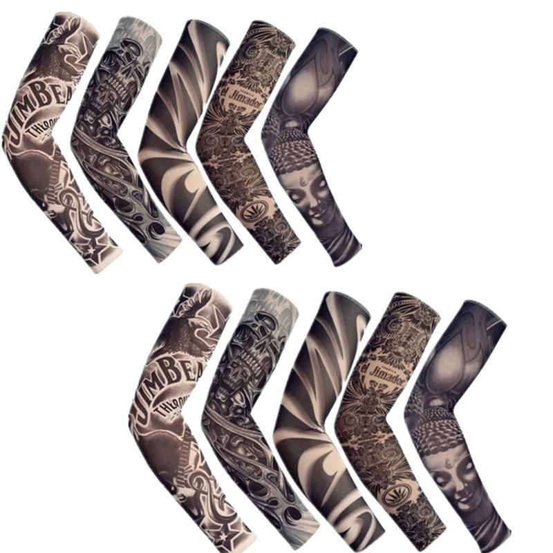 Dazone 10PCS Temporary Tattoo Sleeves, Arts Fake Cooling Tattoo Arm Sleeves for Men Women