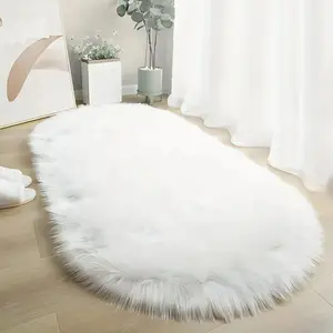Oval Shaped Rug, 1 Count Soft Fluffy Shaggy Rug, Non-slip Machine Washable Indoor Floor Mat, Decorative Area Carpet for Home Living Room Bedroom Bedside, Modern Plush Shag Rug, Aesthetic Room Decor, Fuzzy Nursery Rug for Kids, Dorm Essentials,