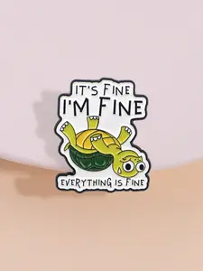1 Piece Zen Turtle Badge with Upside Down Design, It's Fine I'm Fine Everything is Fine Philosophy Pin, Perfect Gift for Anti-Pressure Humor Fashion Accessory, Durable Metal Pins