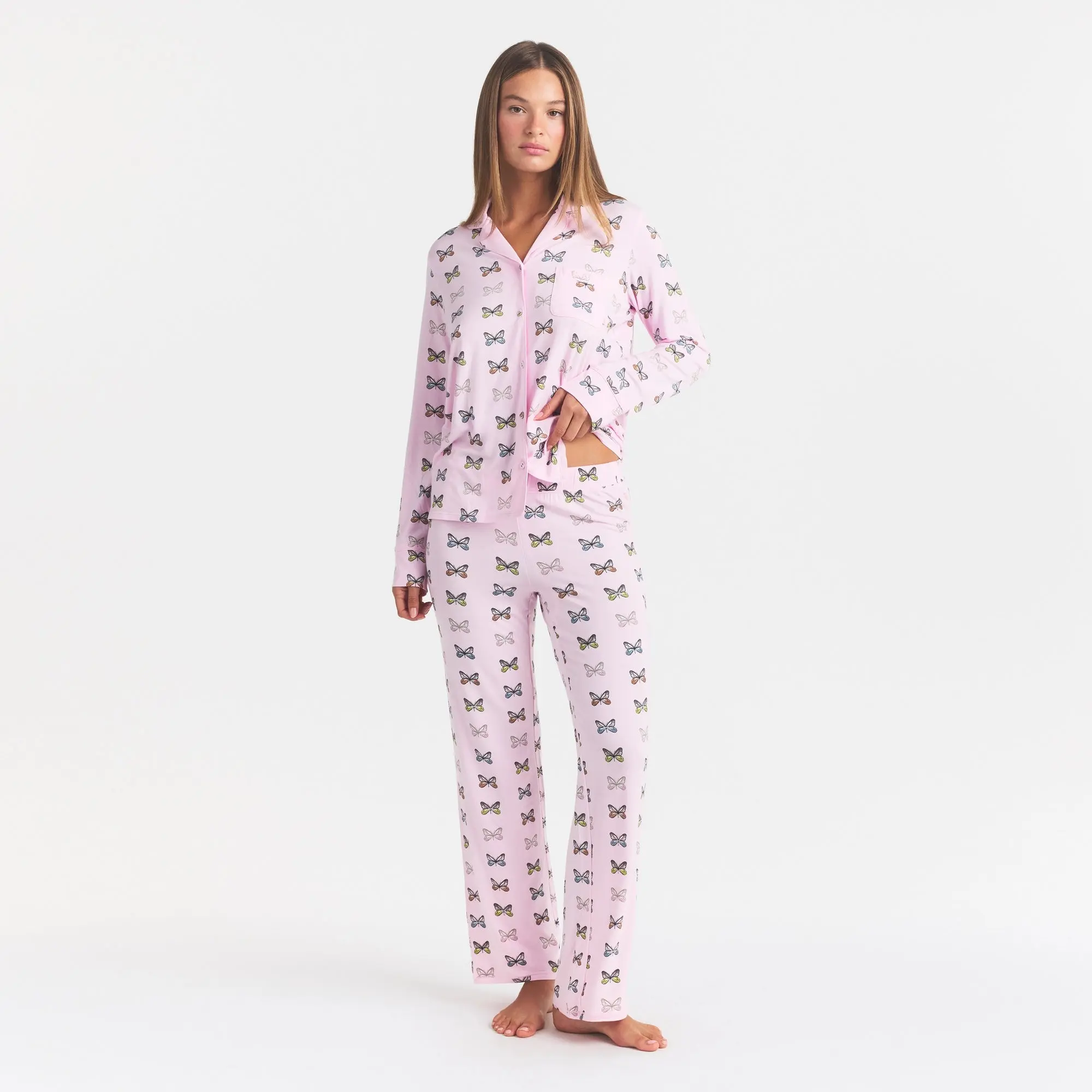 SKIMS SLEEP LONG SLEEVE BUTTON UP SET