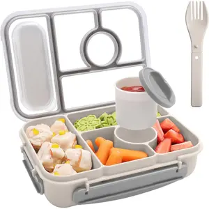 Bento Box Adult Lunch Box ,Lunch Containers for Adults//,5 Compartments Bento Lunch Box with Sauce Vontainers,Microwave & Dishwasher & Freezer Safe,(White)