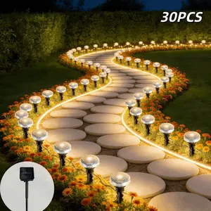 30pcs Solar Garden Stake Lights, Outdoor Lawn Lights with 8 Lighting Modes, Daytime Auto-Off and Night-On for Outdoor, Summer, Camping, Holiday, Wedding, Party, Birthday Pathway Decorations