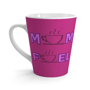 Mom's Latte Stylish Reusable Ceramic Mug - 12oz White Coffee Cup with Custom Print - Drinkware