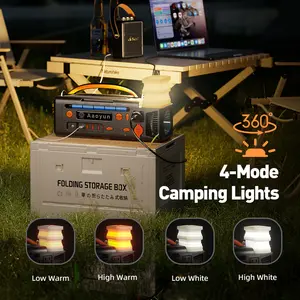 Aaoyun AOY-320 300W Solar Portable Power Station 296Wh - Pure Sine Wave Inverter, MPPT, Type-C & 1500m Flashlight for Camping/RV/Emergency Backup