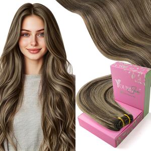 YoungSee Sew in Hair Extensions Human Hair Double Weft Hair Extensions Long-Lasting and Durable Human Hair for Women #TikTokShopBlackFriday Natural Straight Hair Realistic Hairpieces