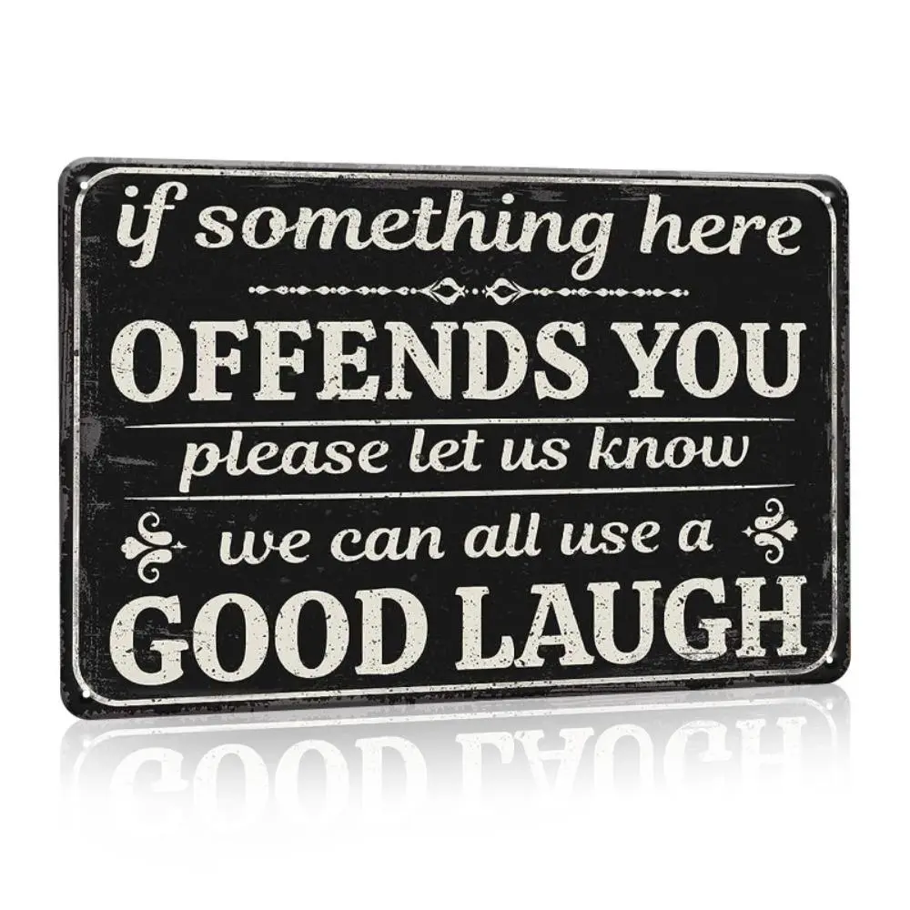 Letter Pattern Metal Plaque, If Something Here Offends You Please Let Us Know We Can All Use A Good Laugh Letter Wall Art Home Decor Accessories for Bathroom Living Room