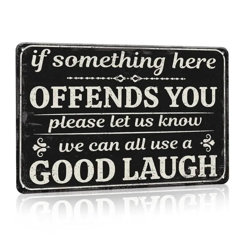 Letter Pattern Metal Plaque, If Something Here Offends You Please Let Us Know We Can All Use A Good Laugh Letter Wall Art Home Decor Products for Bathroom Living Room