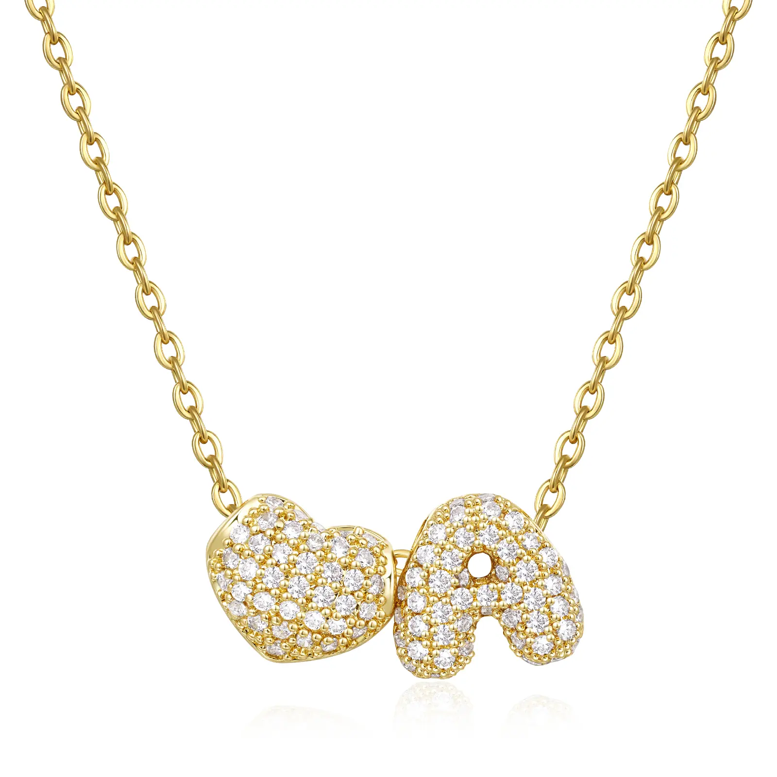 KISSYAN Bubble Heart Initial Necklaces for Women, 14K Gold Plated Tiny A-Z Letter Pendant Choker Dainty CZ Monogram Jewelry Gifts,summerwins