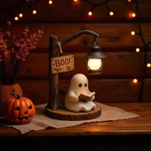 Cute Halloween Ghost Reading Lantern - 3D LED Night Light, Spooky Cute Desk/Mantel Decor, Perfect Halloween Gift (2 Pcs)