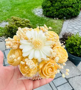 Scented Flower Candle Bouquet in  Container – Handmade Soy Wax Gift - Valentine, Birthday Gift, Unique Gift for Her