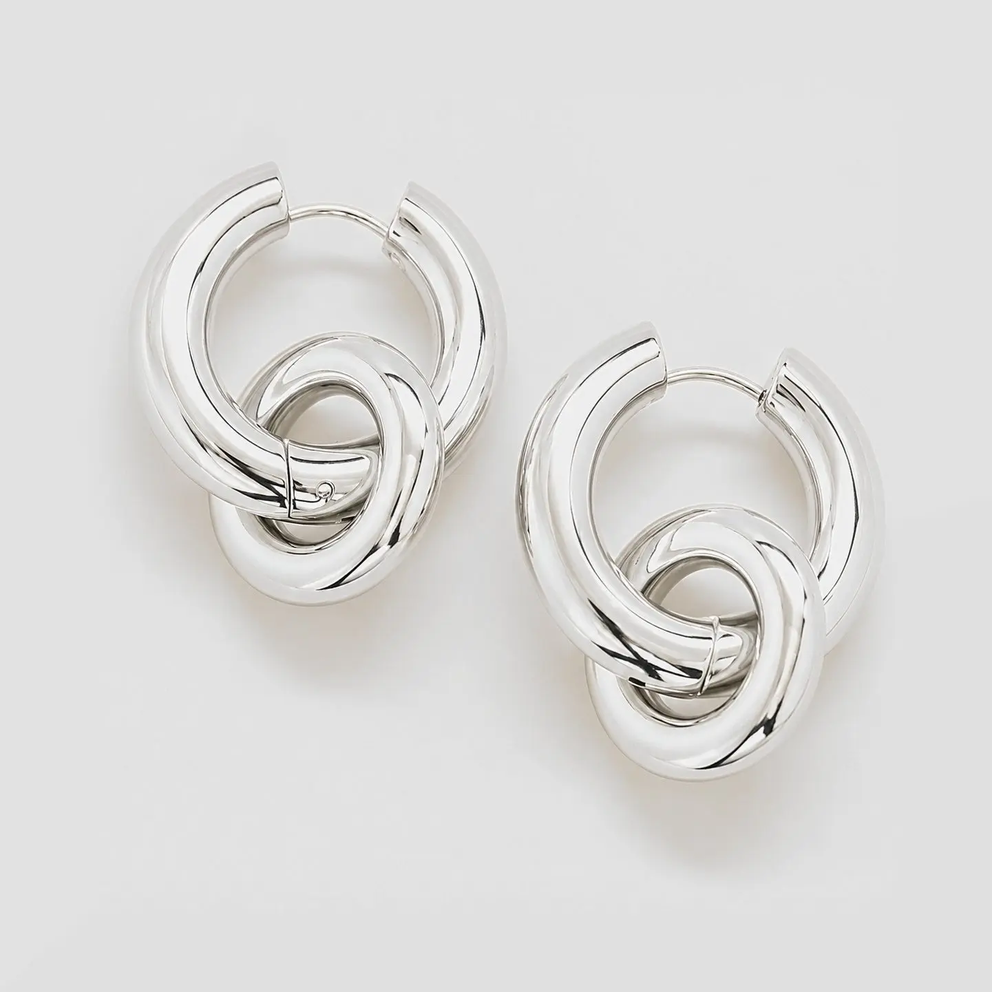 Silver Interlocking Hoop Earrings