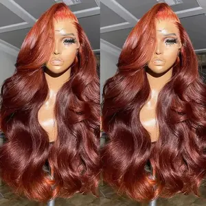 Body Wave Reddish Brown 13x6 13x4 Lace Front Wigs Human Hair Preplucked Auburn Colored Human Hair HD Lace Frontal Wig 180 Density PrePlucked TikTokShopBlackFriday