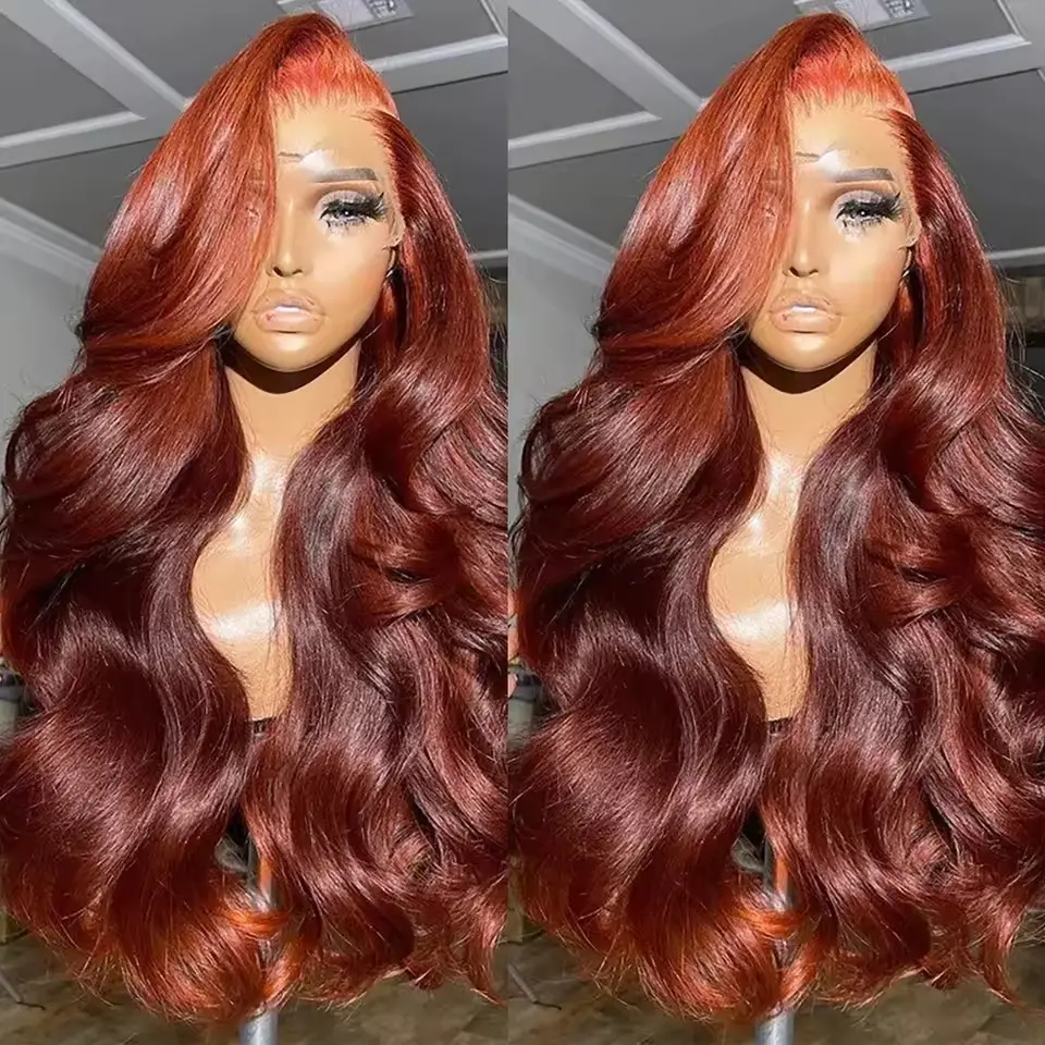 Body Wave Reddish Brown 13x6 13x4 Lace Front Wigs Human Hair Preplucked Auburn Colored Human Hair HD Lace Frontal Wig 180 Density PrePlucked  Tiktokshop Memorialday Lace Closure Wig
