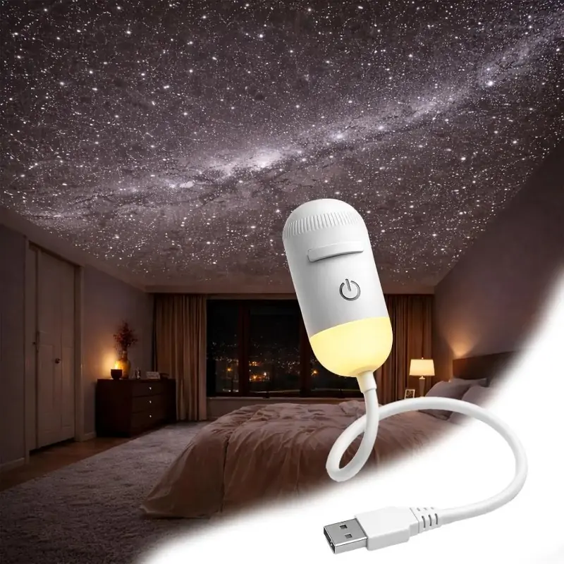 2-in-1 Galaxy Projector Light, Starry Sky Projector Night Light with USB, Stress Relief Toy for Bedroom & Hallway Ceiling Decor