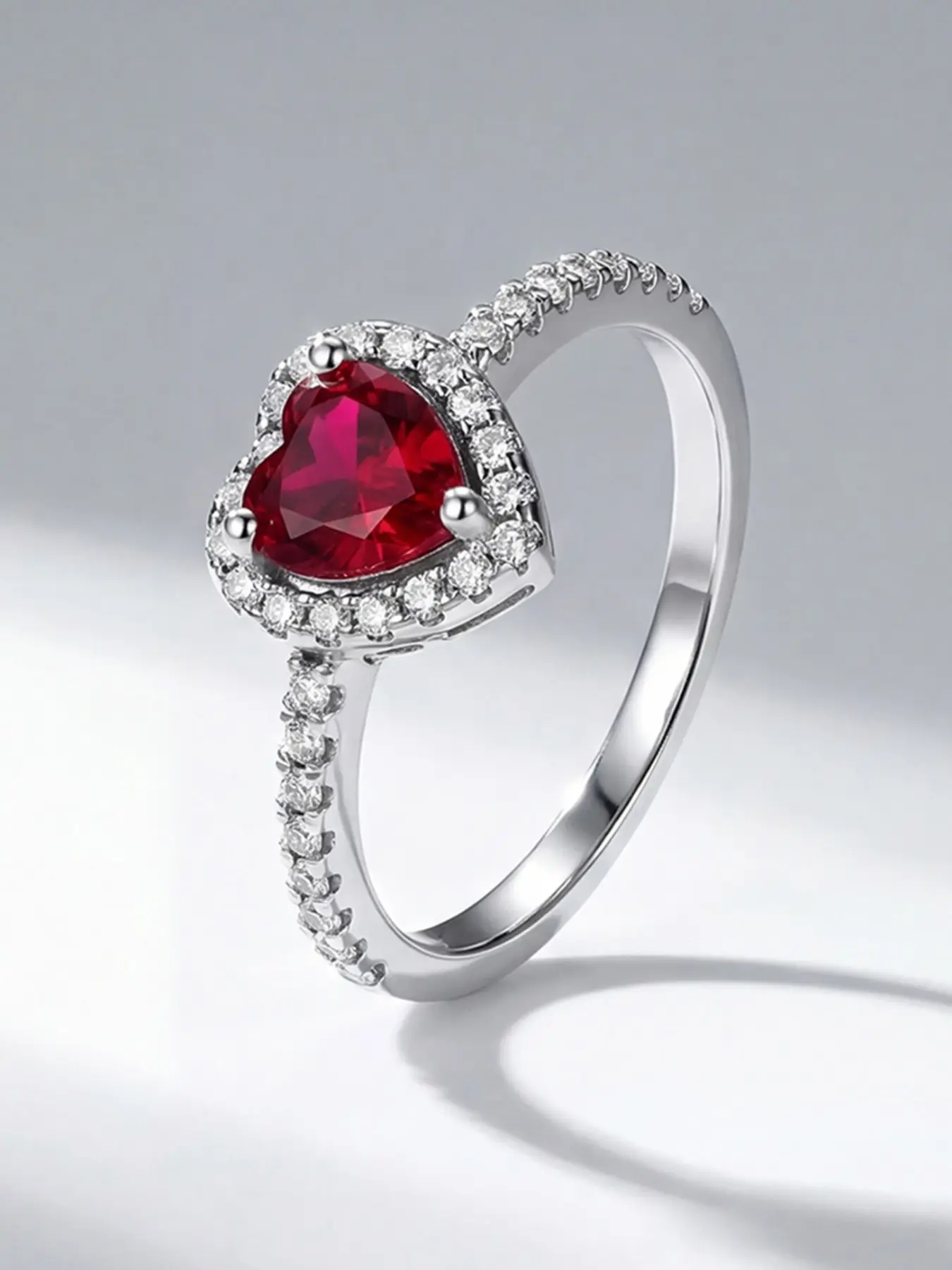 1 PC Zircon-encrusted Heart-shaped Zircon Ring, Heart Design Ring, Beautiful rings, for Women Jewelry for Festival Party Daily Clothing Decor Wedding Engagement Promise Ring, Ladies Anniversary Valentine's Day Gift for Girlfriend