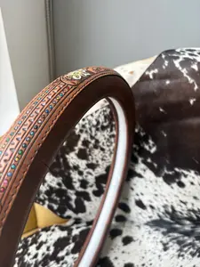 Blooming Cowgirl Western Tooled Leather Steering Wheel Cover