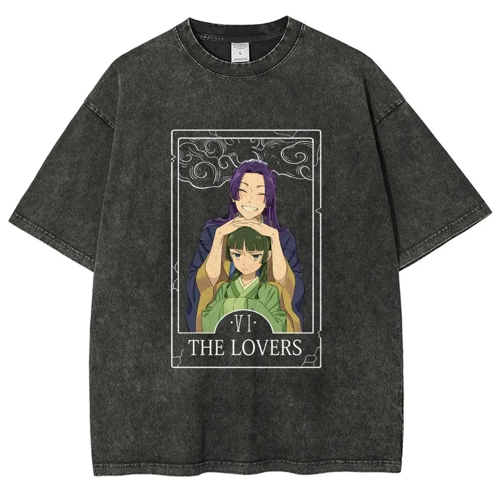 The Apothecary Diaries Vintage Washed T Shirt, Casual Round Neck Distressed Short Sleeve Tee