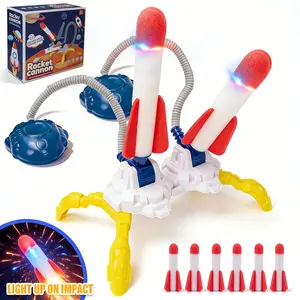 Rocket Launcher, Adjustable Dueling Launch Stand with Light Up Rockets, Fun Backyard & Outdoor Foot Stomp Toys Gifts for Birthday, Multi-Player Adjustable Launch Stand, Foam Blaster Toy Set, Air Powered High Flying Toy Blaster Set Up to 115 Feet