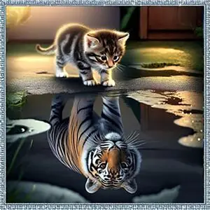 Tiger Pattern DIY Diamond Arts Colorful Painting Kit without Frame, 5D Diamond Arts Colorful Painting Kit, Wall Art Decor for Home Living Room Bedroom Diamond Painting Kits Handcraft