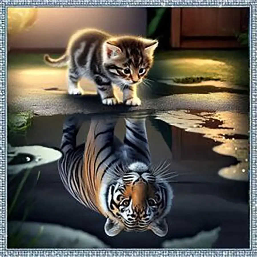 Tiger Pattern DIY Diamond Arts Colorful Painting Kit without Frame, 5D Diamond Arts Colorful Painting Kit, Wall Art Decor for Home Living Room Bedroom Diamond Painting Kits Handcraft