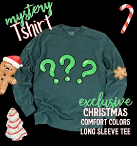 Mystery Comfort Colors Long Sleeve T-Shirt, Cute Women's Christmas Tee
