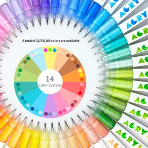 High-gloss Acrylic Marker Set, 12/72/168 Colors Optional, Extra Large Capacity DIY Markers, Bright Colors Can Cover Colors, Suitable for Notebooks, Keyboards, Clothes, Glass, Professional Art Painting Markers, Acrylic Drawing Markers