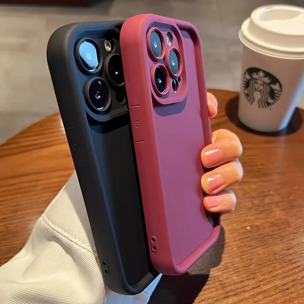 The simple solid-color full-cover shock-absorbing  phone case is suitable for iPhone 16/ 15/ 14/ 13/ 12/ 11 Pro/ Plus/ Pro Max/ XS Max/ X/ XS. It is fashionable and durable, with a high-quality texture