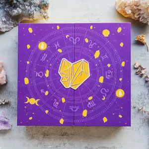 Crystal Halloween Countdown Gift Box - Purple with Yellow Crystals, Decorative Design for Celebrating Halloween