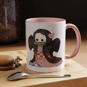 Funny Nezuko Kamado Anime Coffee Mug, Cute Demon Girl Ceramic Cup, Japanese Style Anime Mug Gift for Otaku Fans, Birthday or Holiday Present