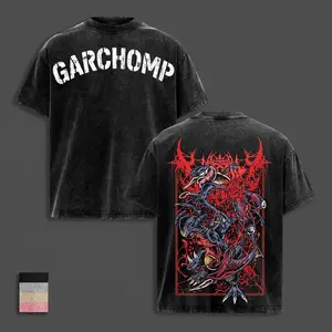 Garchomp Inspired PKM Anime Double Printed Vintage Washed Tee Unisex Oversize Anime Manga Washed Heavyweight Cotton Hoodie, Gift For Anime Fan, Anime Lover ZPN