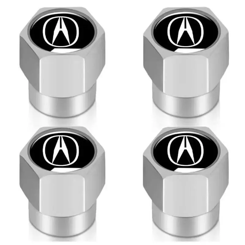 4x Acura Tire Valve Stem Caps For Car Truck Universal Fitting Silver Chrome