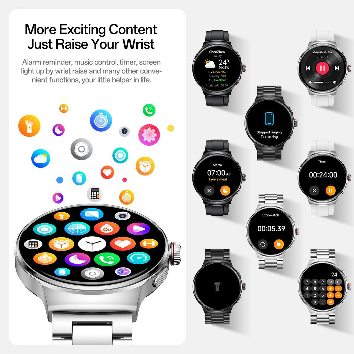 Aolon Prime3 Smart Watch Wearable – Featuring a 1.43" AMOLED Touchscreen, Stainless Steel Design, Bluetooth Calling, 100+ Sports Modes, Health Tracking, Waterproof Build, and iOS & Android Compatibility#fathers day gift#outdoor fun