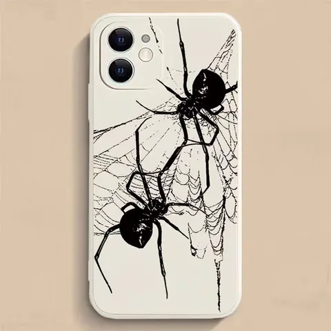 2 Customized Spider Print Slim Fit Straight-Edge 1.2mm TPU Silicone Cases for iPhone 16/15/14 Pro Max/13/12/11/XR/XS Plus - Military-Grade Shockproof, Anti-Slip Surface, Scratch-Resistant Smartphone Protectors