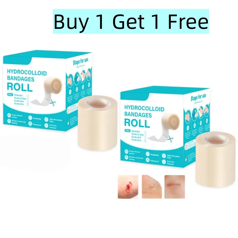 [Buy 1 Get 1 Free] Large Medical-Grade Hydrocolloid Bandage Roll, Self-Adhesive Easy-Apply Semi-Transparent Discreet Ultra-Absorbent Waterproof Cut-To-Size Bandage Wrap Plasters & Dressing Supplies, First Aid Kit Essential #SpringGlowUp