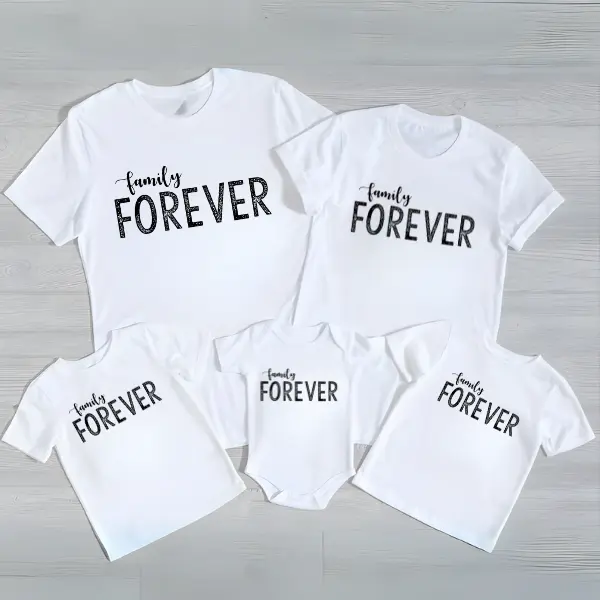 Family Gift Shirt Forever, Family Forever Shirt, Gift Idea, Soft Cotton, Vacation Shirt, White on Navy Flash Sale T-Shirt Trio amare  clothing women s short sleeve top tshirt  for  wife Flash Sale S to 6X Women's T-shirt Comfortable Unisex T-shirt