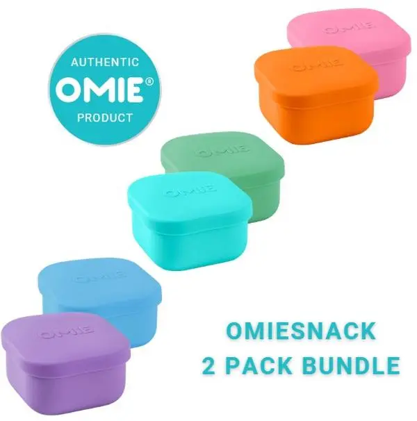 OmieSnack 2-Pack, Two 9.4 oz Silicone Snack Containers with Leakproof Lids - TTS OmieSnack 2-Pack, Two 9.4 oz Silicone Snack Containers with Leakproof Lids - TTS